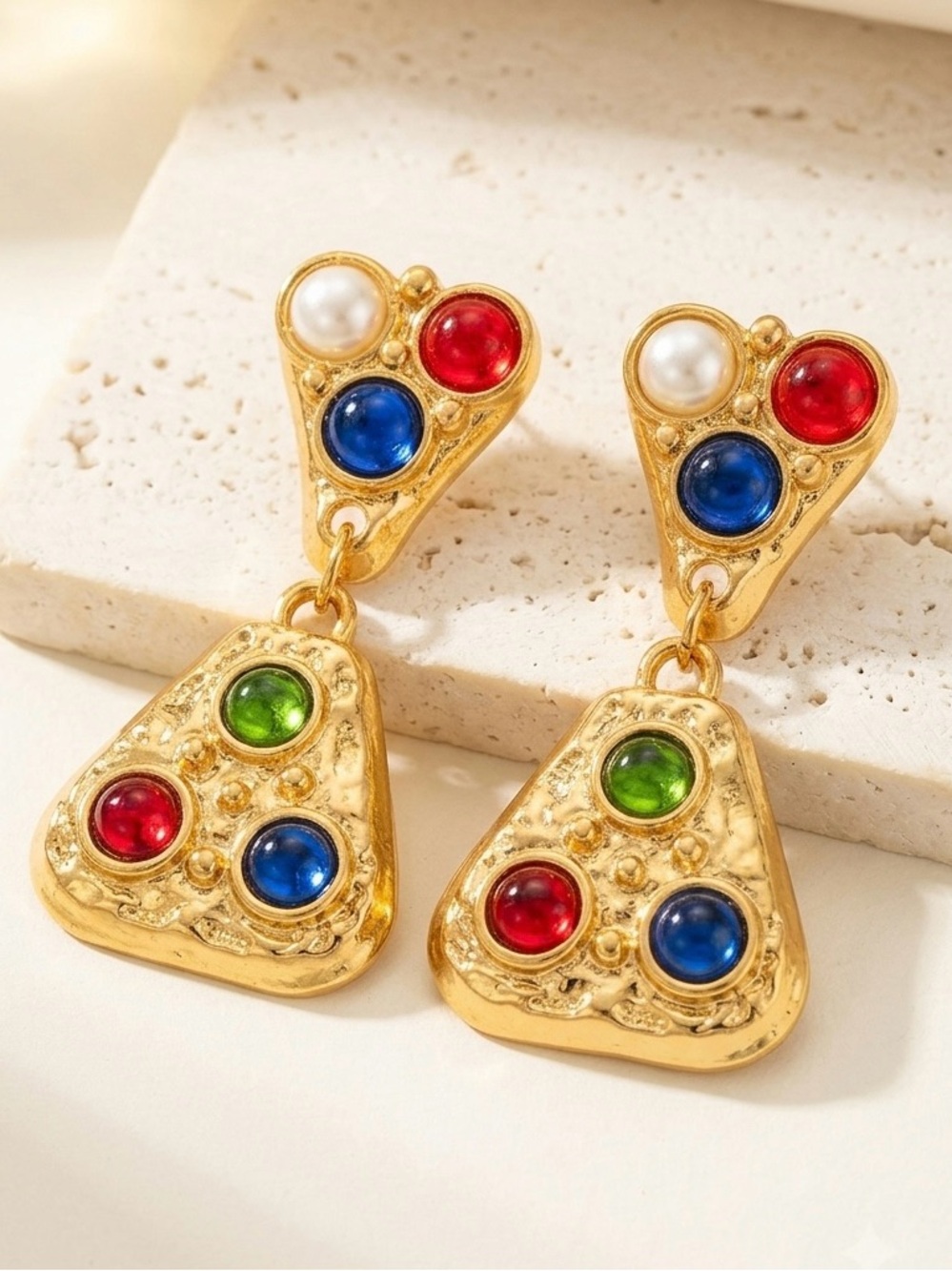 Vintage-Inspired Etruscan Revival Gripoix Drop Earrings